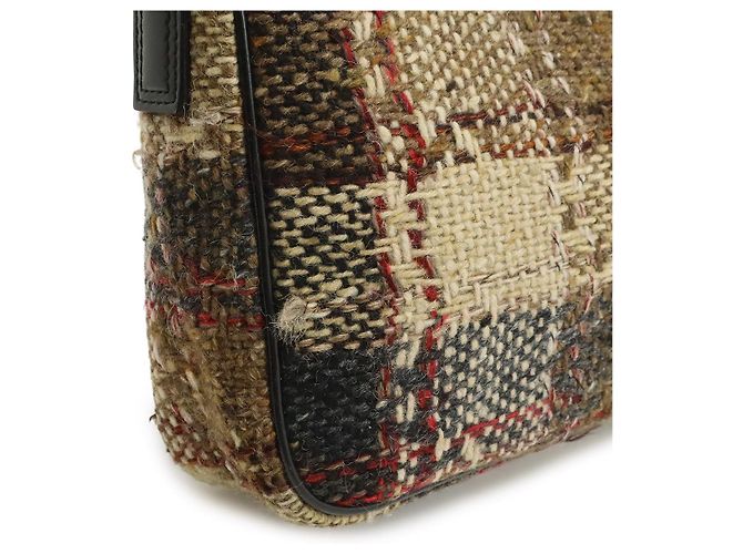 Borsa a tracolla in lana e scamosciato Burberry Marrone Beige - vista 9