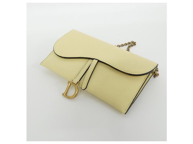 Cartera Christian Dior Saddle de piel de cabra Amarillo - vista 3
