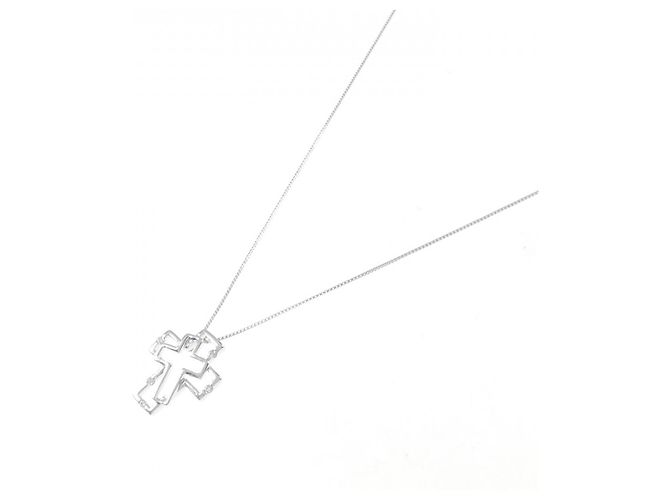 Autre Marque Collana Cross Diamond in Au750 Argento - vista 2
