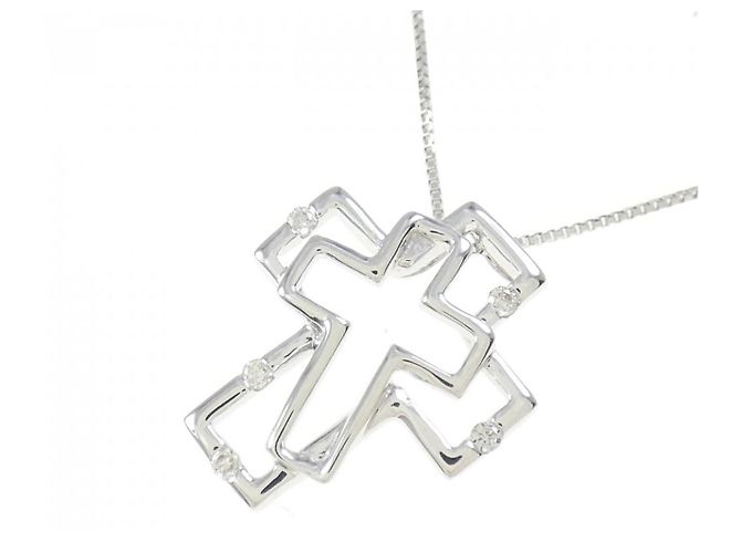 Autre Marque Collana Cross Diamond in Au750 Argento - vista 3