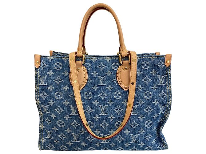 Onthego Louis Vuitton Monogram Denim Tote Bag Blau - Ansicht 2