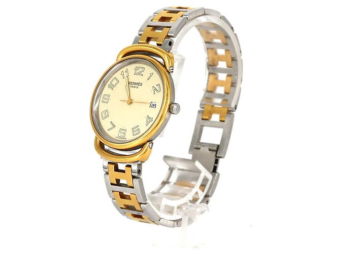 Reloj Hermès Pullman de acero inoxidable bitono y chapado en oro de cuarzo - vista 2