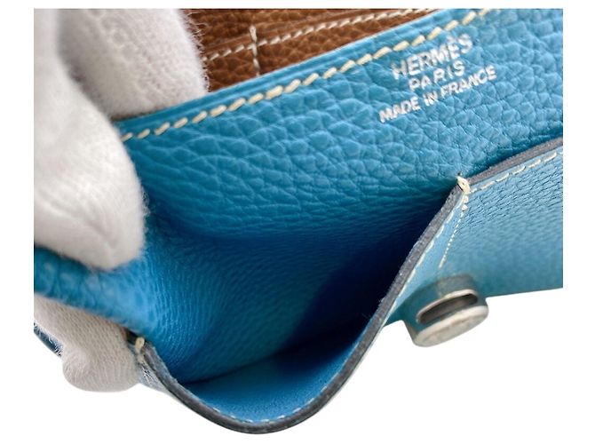 Hermès Hermes Dogon GM Verso Bicolor Bi-fold Wallet Brown Blue Multiple colors - view 10