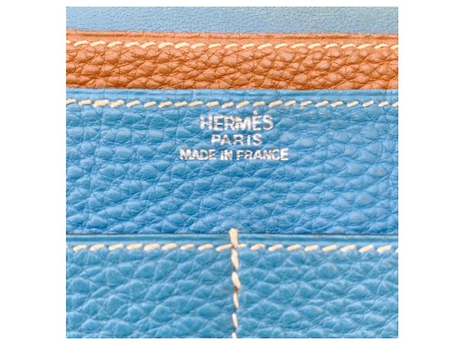 Hermès Hermes Dogon GM Verso Bicolor Bi-fold Wallet Brown Blue Multiple colors - view 13