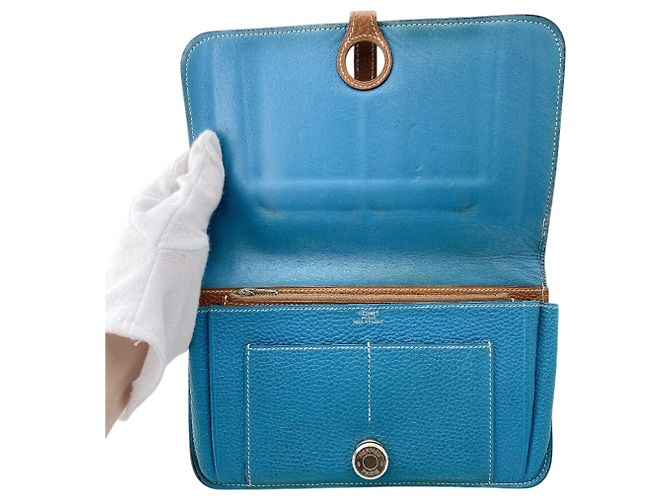 Hermès Hermes Dogon GM Verso Bicolor Bi-fold Wallet Brown Blue Multiple colors - view 7