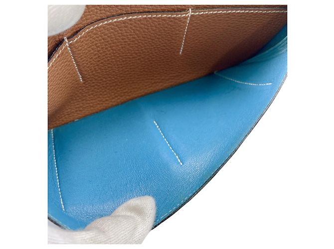 Hermès Hermes Dogon GM Verso Bicolor Bi-fold Wallet Brown Blue Multiple colors - view 9
