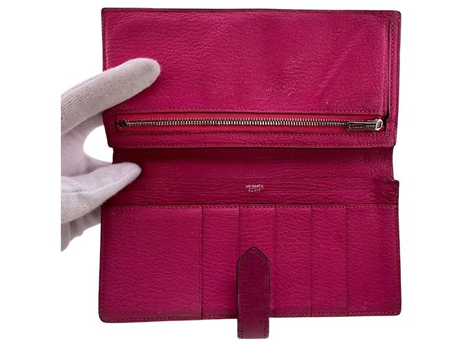 Hermès HERMES Bearn Soufflé Klapperbörse Pink - Ansicht 7