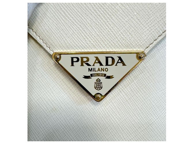 Borsa a tracolla in pelle Saffiano Prada Bianco - vista 15