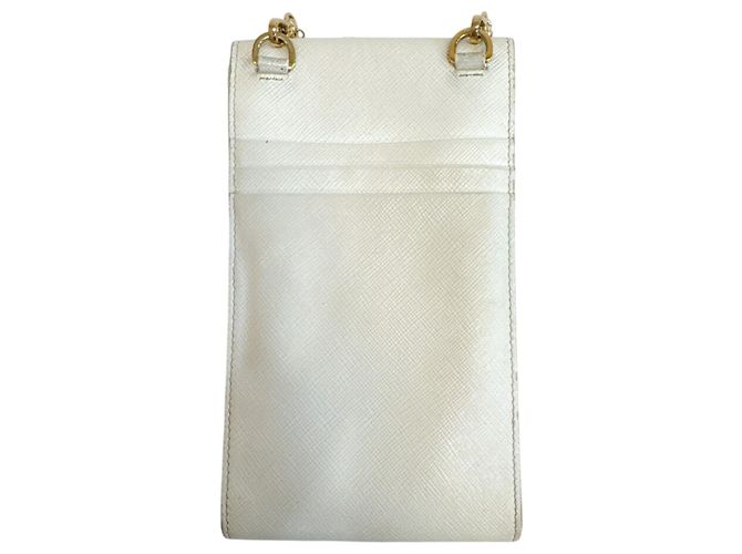 Borsa a tracolla in pelle Saffiano Prada Bianco - vista 2