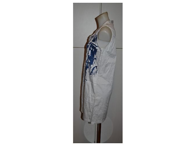 Vestido corto de algodón Alexander McQueen MCQ blanco y azul - vista 2