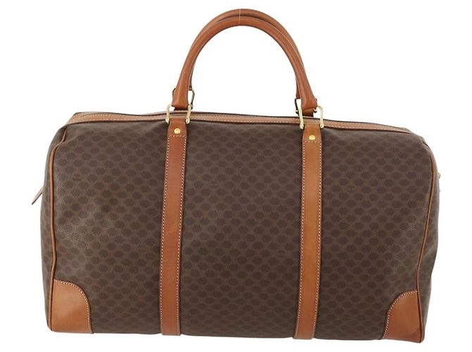 Céline Celine Vintage Duffle Canvas and Leather Marron - vue 2