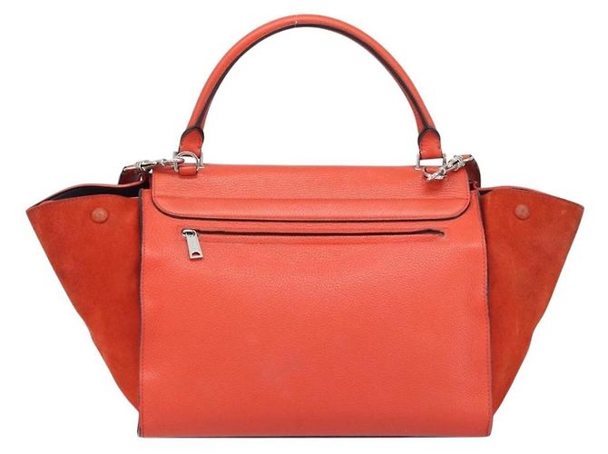 Céline Celine Trapeze in pelle e camoscio Medium Arancione - vista 2