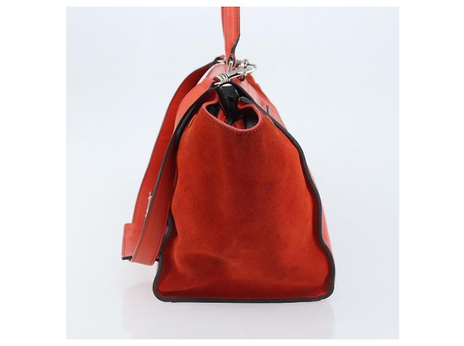 Céline Celine Trapeze in pelle e camoscio Medium Arancione - vista 3