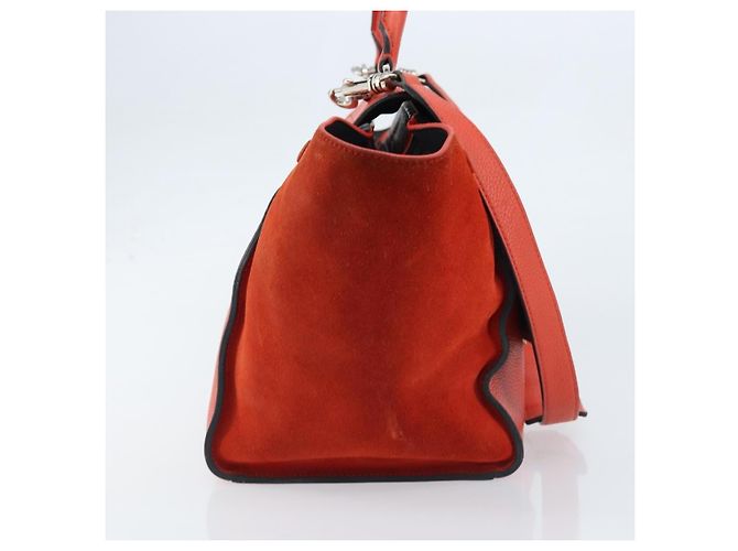 Céline Celine Trapeze in pelle e camoscio Medium Arancione - vista 4