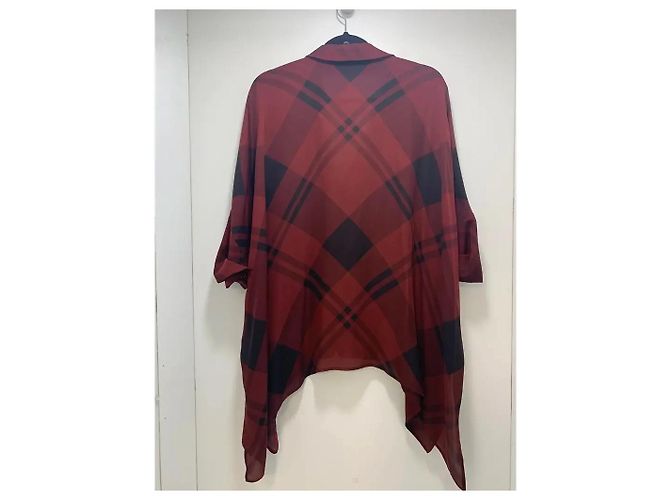 Camicia a quadri in seta rossa e nera Gucci Nero Bordò - vista 2