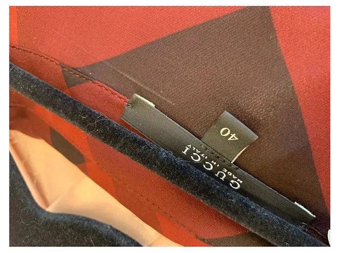 Camicia a quadri in seta rossa e nera Gucci Nero Bordò - vista 6