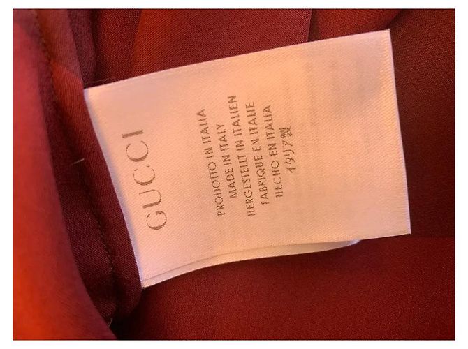 Camicia a quadri in seta rossa e nera Gucci Nero Bordò - vista 7
