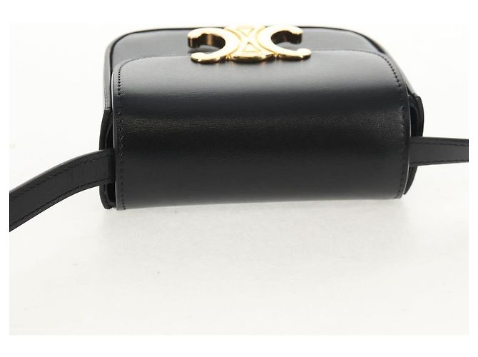 Céline Celine Vintage Triomphe Shoulder Leather Medium Noir - vue 5