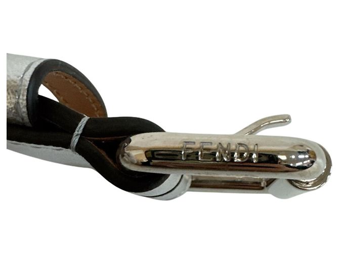 Fendi Silver Leather Fanny Pack Silvery - view 10