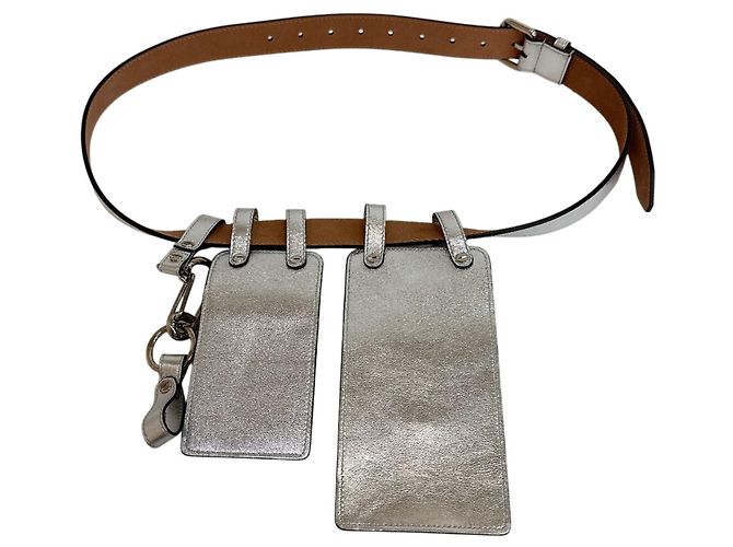 Fendi Silver Leather Fanny Pack Silvery - view 2