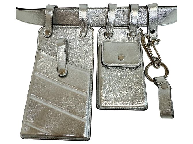 Fendi Silver Leather Fanny Pack Silvery - view 3