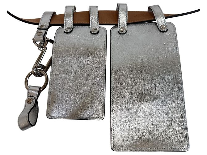 Fendi Silver Leather Fanny Pack Silvery - view 4