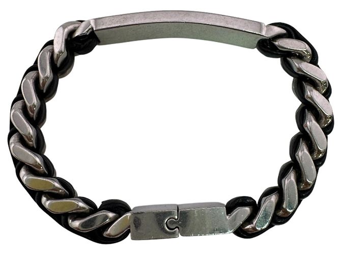 Pulseira de bracelete de elos curvos em prata SAINT LAURENT - vista 3