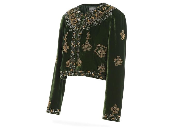 Etro Spring 2018 grüne bestickte Samtjacke - Ansicht 2