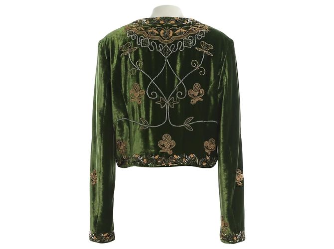 Etro Spring 2018 grüne bestickte Samtjacke - Ansicht 3