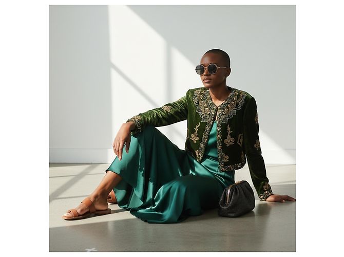 Etro Spring 2018 grüne bestickte Samtjacke - Ansicht 4