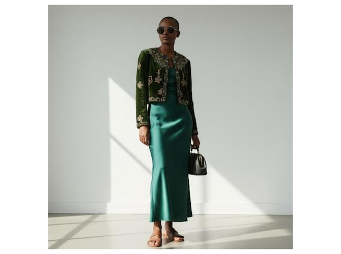 Etro Spring 2018 grüne bestickte Samtjacke - Ansicht 6