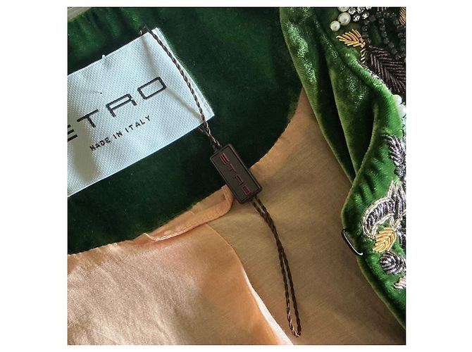 Etro Spring 2018 grüne bestickte Samtjacke - Ansicht 7