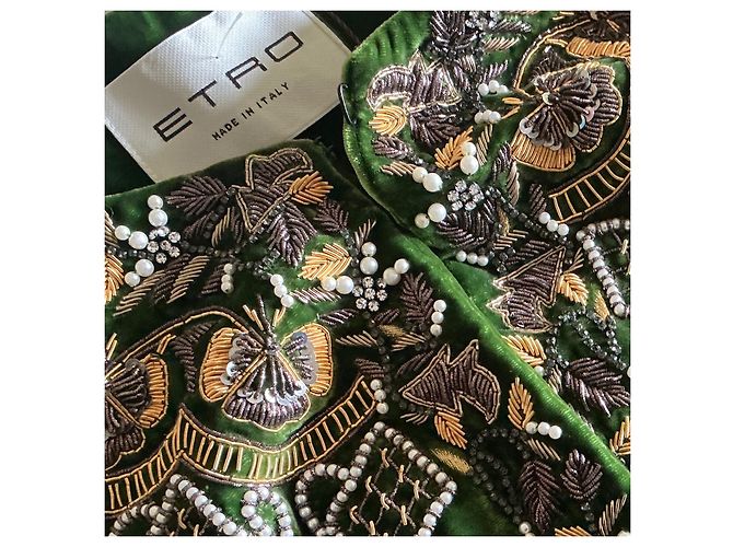 Etro Spring 2018 grüne bestickte Samtjacke - Ansicht 8