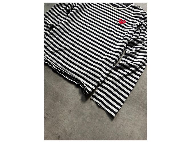 Autre Marque Comme des Garçons PLAY gestreiftes Langarmshirt Schwarz Weiß - Ansicht 3