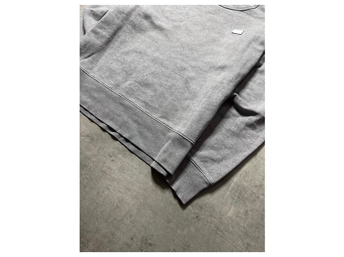 Acne Studios Sweatshirt de algodão cinza com patch de rosto - vista 3
