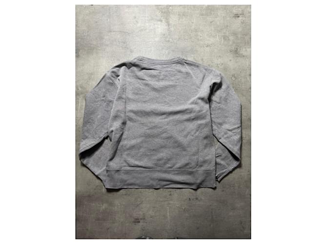 Acne Studios Sweatshirt de algodão cinza com patch de rosto - vista 5