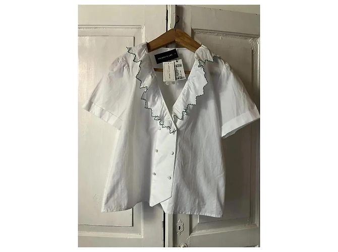 Autre Marque Loretta Caponi Baumwollbluse mit Rüschen - Weiß - Ansicht 11