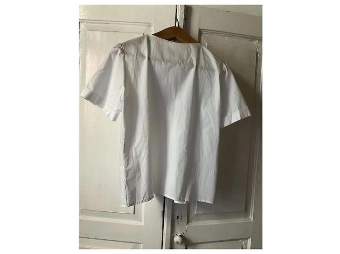 Autre Marque Loretta Caponi Baumwollbluse mit Rüschen - Weiß - Ansicht 7