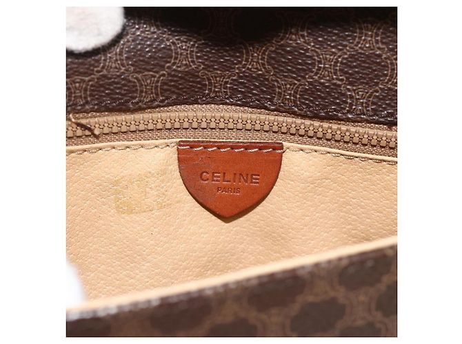 Céline Celine Vintage Macadam Canvas and Leather Marrone - vista 6