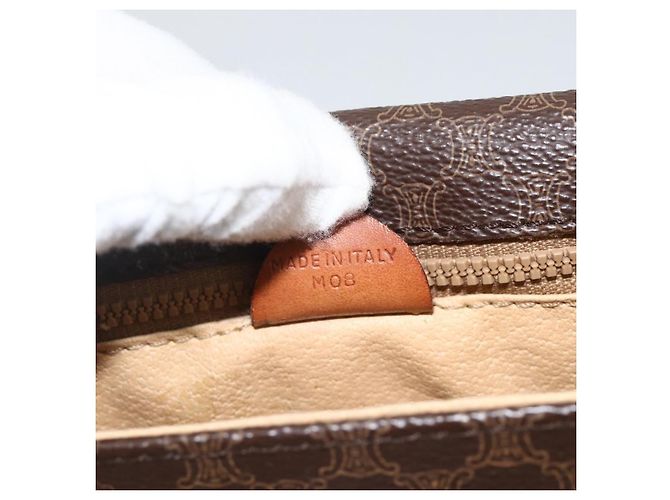 Céline Celine Vintage Macadam Canvas and Leather Marrone - vista 7