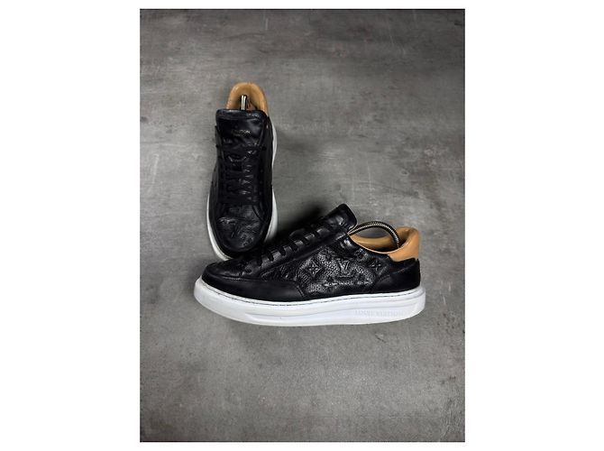 Sneaker Louis Vuitton Monogram in pelle nera Marrone Nero - vista 2