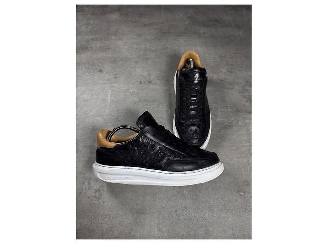Sneaker Louis Vuitton Monogram in pelle nera Marrone Nero - vista 3