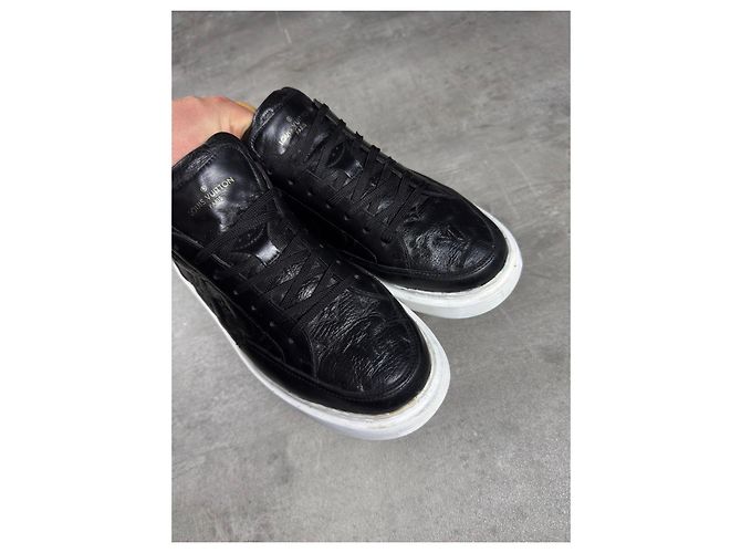 Sneaker Louis Vuitton Monogram in pelle nera Marrone Nero - vista 4