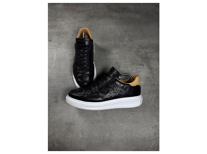 Sneakers Louis Vuitton Monogram in pelle nera Marrone Nero - vista 2