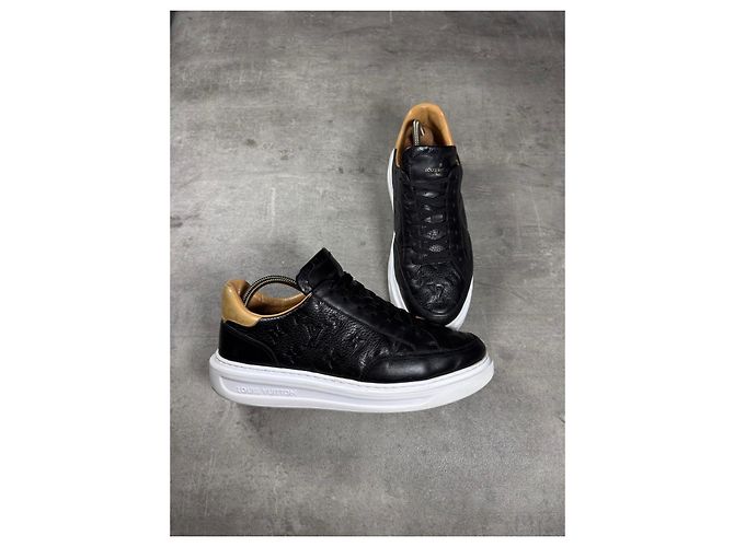 Sneakers Louis Vuitton Monogram in pelle nera Marrone Nero - vista 3