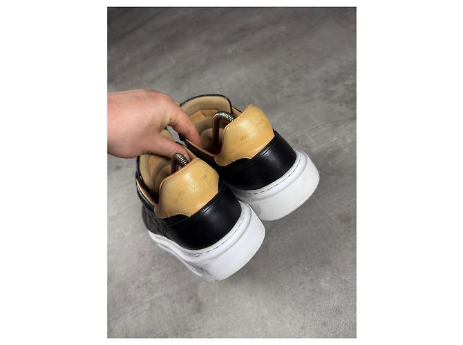 Sneakers Louis Vuitton Monogram in pelle nera Marrone Nero - vista 5