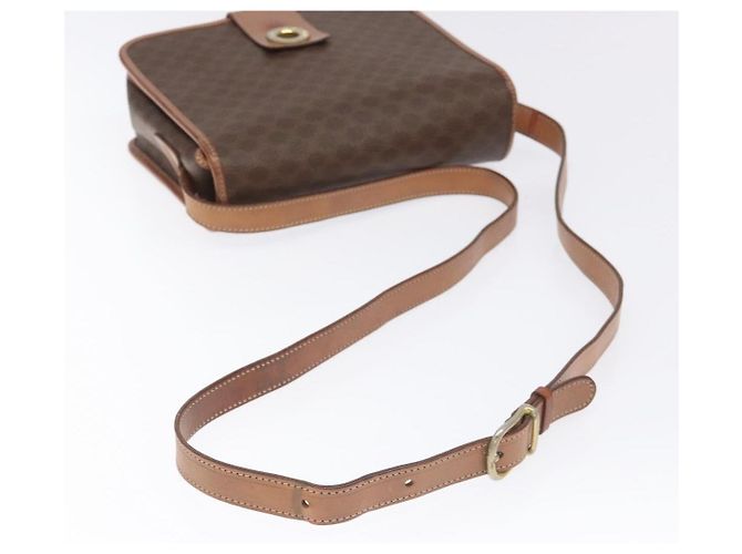 Céline Celine Vintage Macadam Circle Logo Canvas and Leather Marron - vue 7
