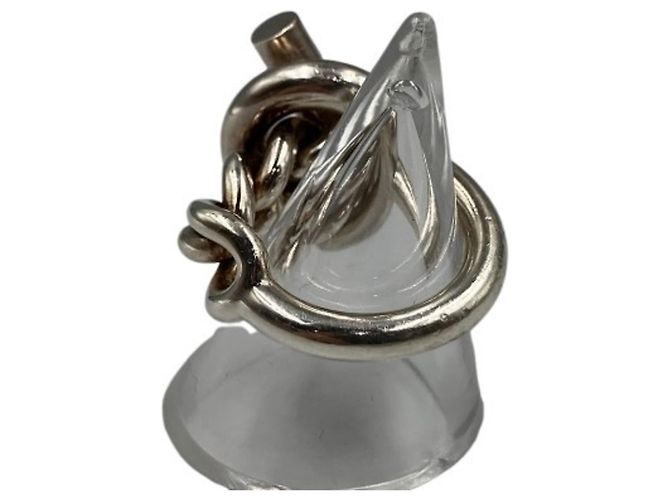 Hermès Hermes Silver Croisette Band Ring Silvery - view 2