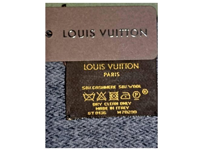 Sciarpa Louis Vuitton Monogram in Lana e Cashmere - Grigio - vista 4