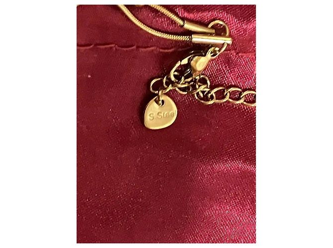 Autre Marque Collar de doble capa dorado con colgante rectangular de nácar Blanco - vista 5